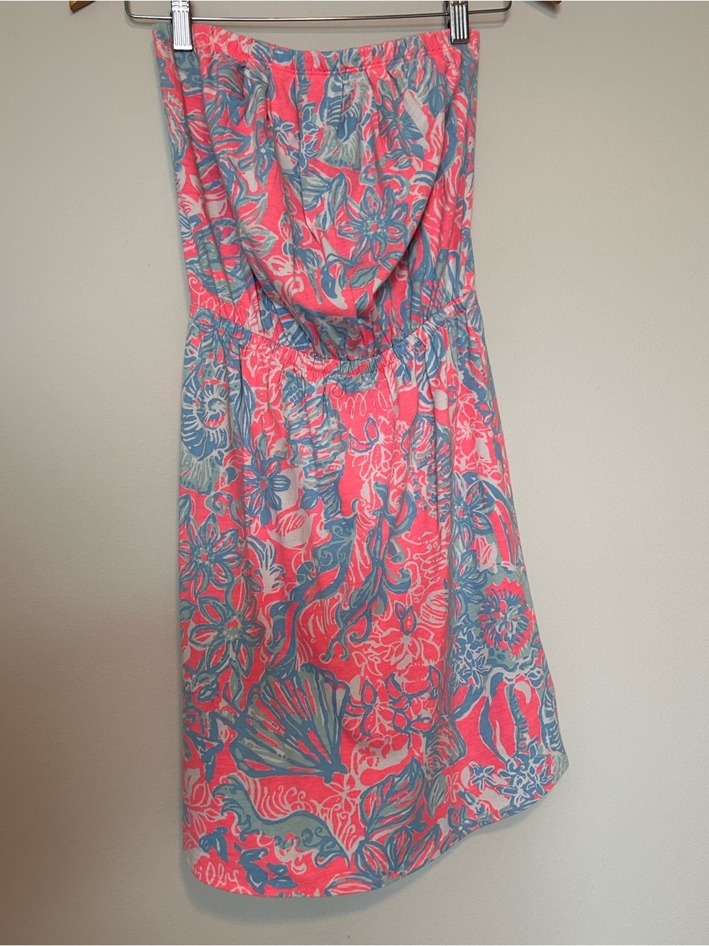 Lilly Pulitzer Pink and Light Blue Strapless Floral Sundress - Picture 2 of 10